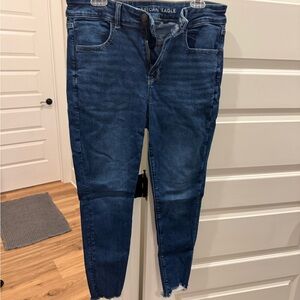 American Eagle Outfitters Women's Dark Blue Ankle Jeans